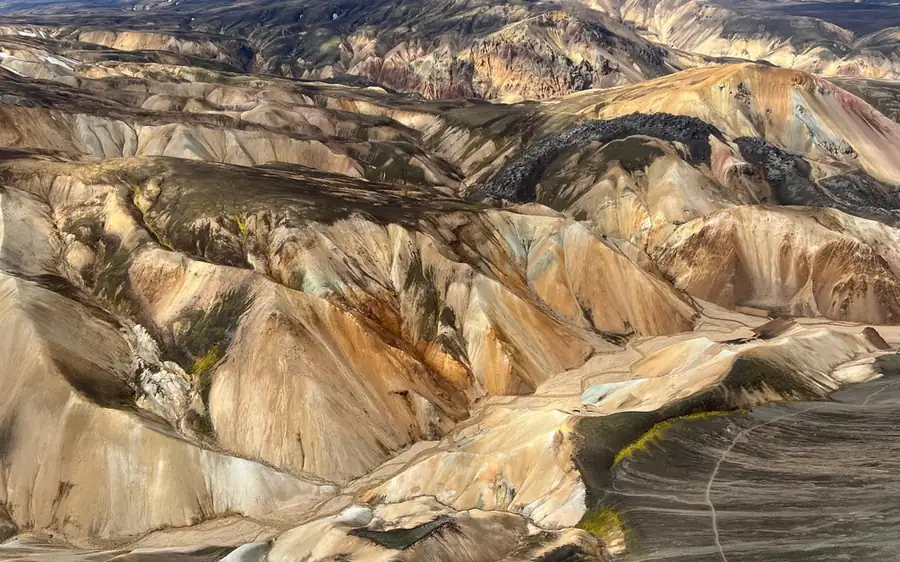 The rhyolite mountains of Landmannalaugar seen from above